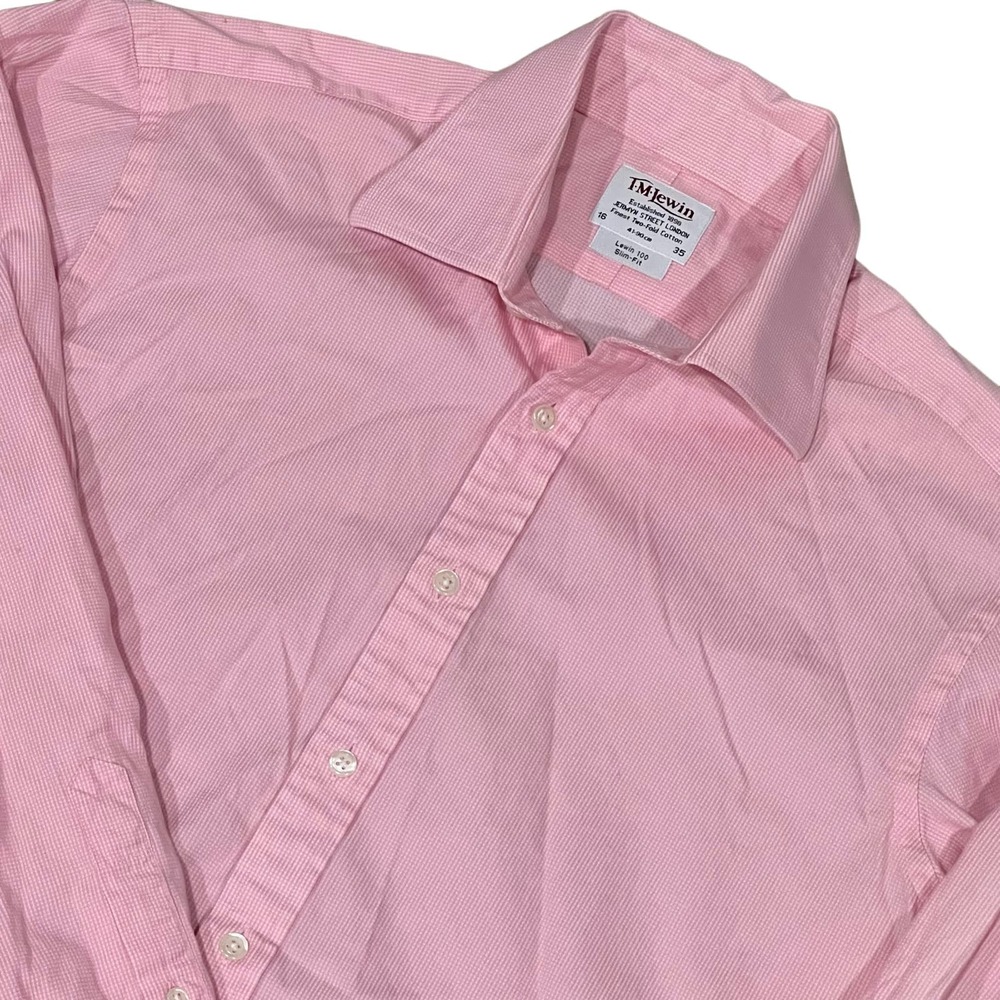 T.M. Lewin, Pink Check Dress Shirt, Slim Fit‎ 16-34/35-785-W